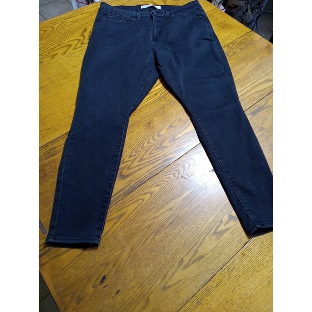 LEVI STRAUSS Jeans Womens 16S  33 X 28  BLACK MID RISE SKINNY Preowned Denim